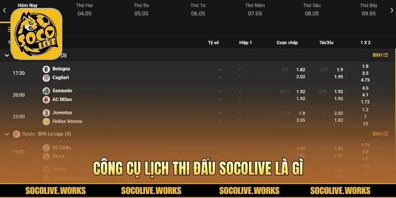 Lịch thi đấu tổ chức thông tin phát sóng theo tiêu chí lọc
